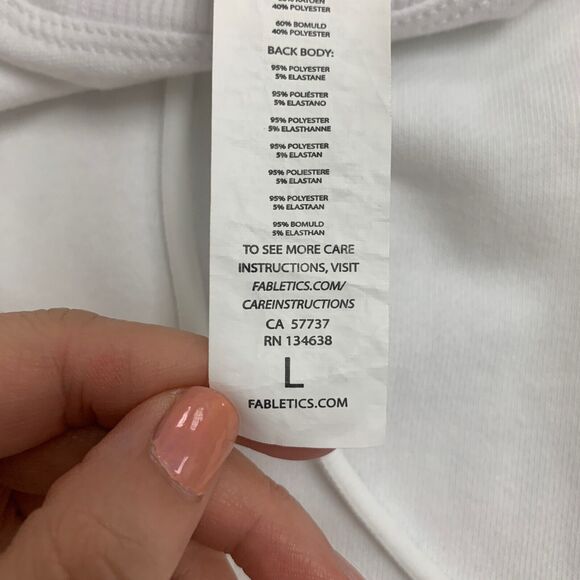 Fabletics Hoodie Womens L Large White Mesh Panel Terry Sudadera Sirena Pullover - Picture 10 of 15